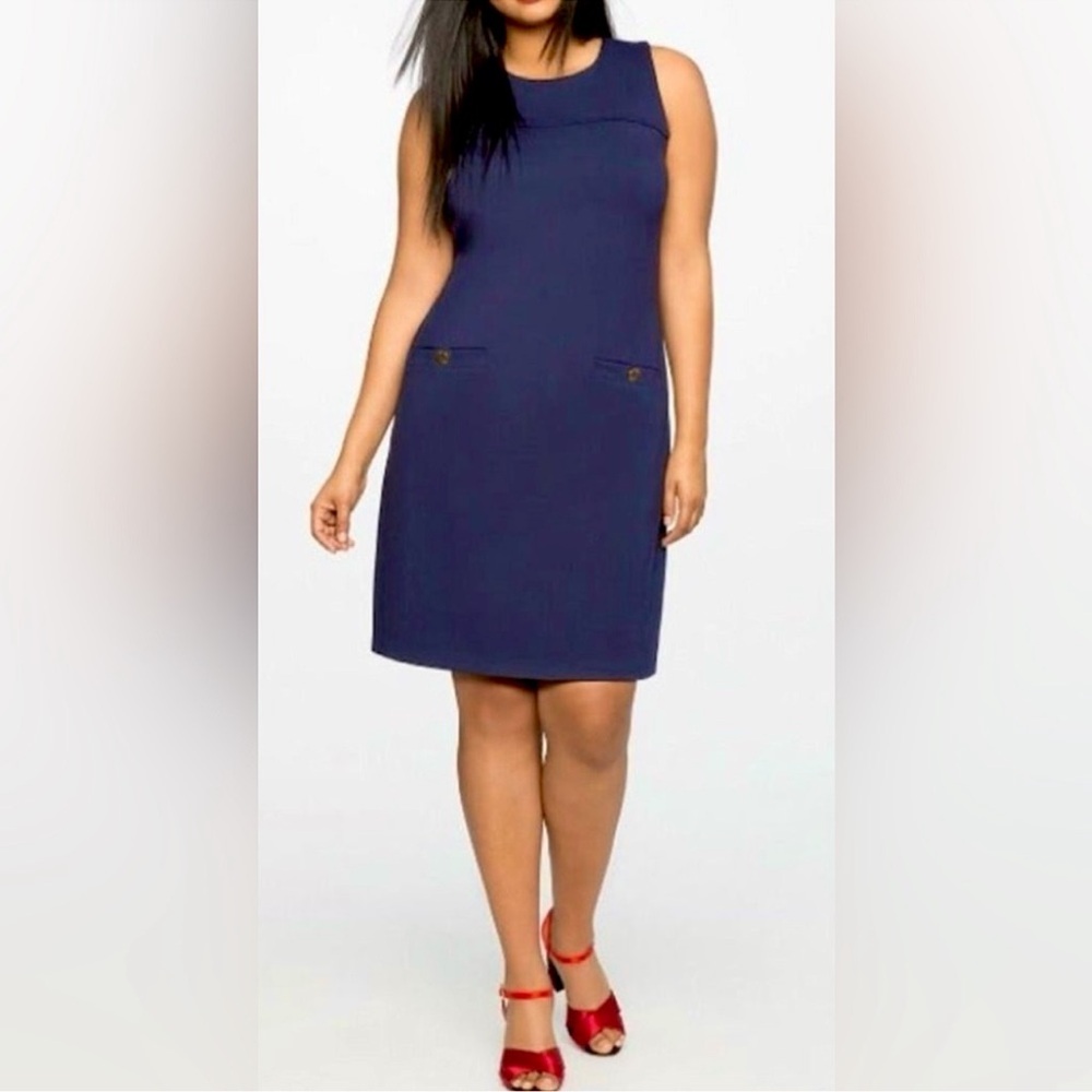 Eloquii Navy Blue Stretch Jumper Shift Dress